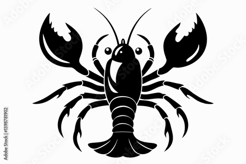 lobster silhouette line art vector illustration with a white background
