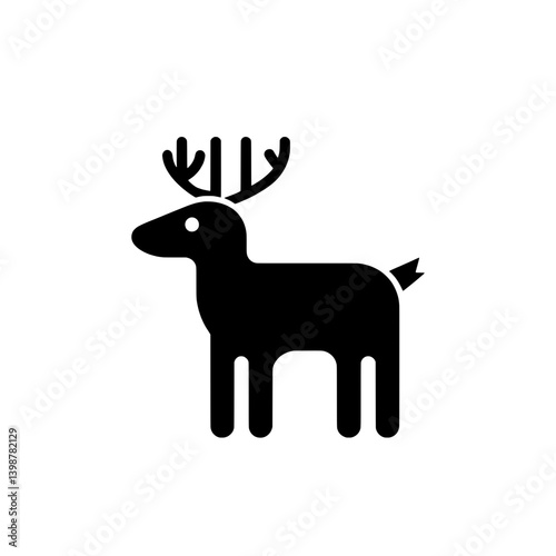Minimalist black and white vector logo of a deer with antlers in a simplistic design