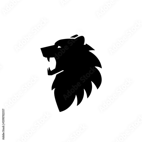Stylized black lion head logo with minimalistic design emphasizing vector graphics and sleek lines
