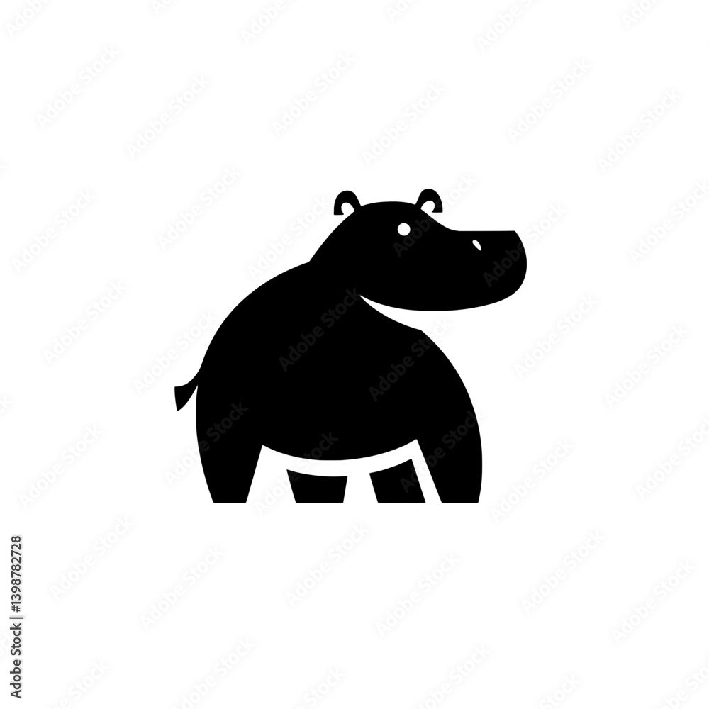 Obraz premium Minimalistic vector logo design of a stylized black hippo icon with white background for modern branding purposes