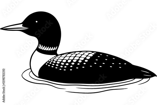 loon silhouette line art vector illustration with a white background