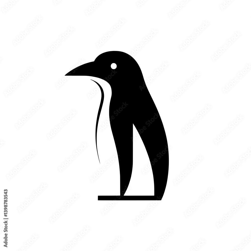 Obraz premium Stylized black and white minimalist penguin logo design showcasing vector art