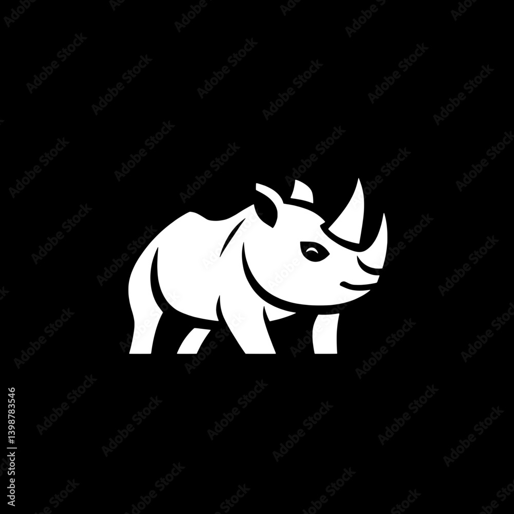 Fototapeta premium Rhino logo design featuring a minimalist approach with a focus on black and white color scheme