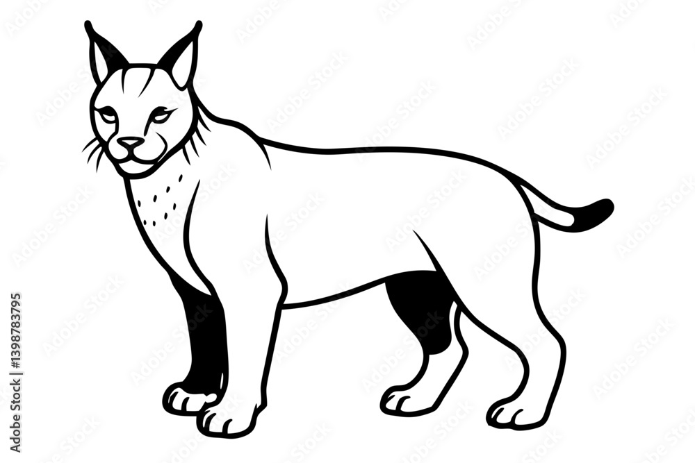 lynx silhouette line art vector illustration with a white background lynx silhouette line art vector illustration with a white background