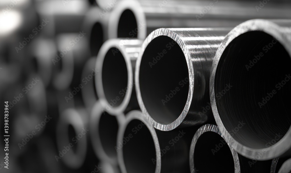 Metal pipes stack close up industrial material engineering