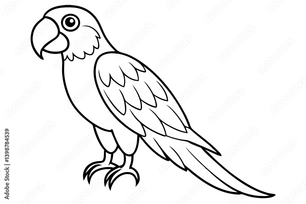 Fototapeta premium macaw silhouette line art vector illustration with a white background