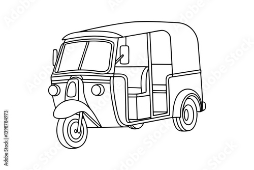 Minimalist Tuk Tuk Auto Line Art