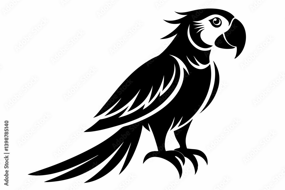 Fototapeta premium macaw silhouette line art vector illustration with a white background