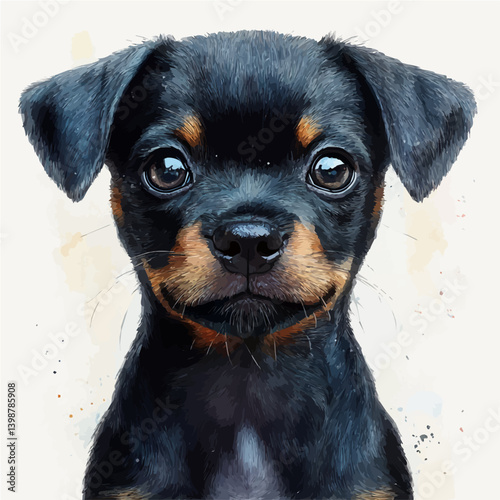 Short-eared dog, watercolor illustration, isolated on a white background.

