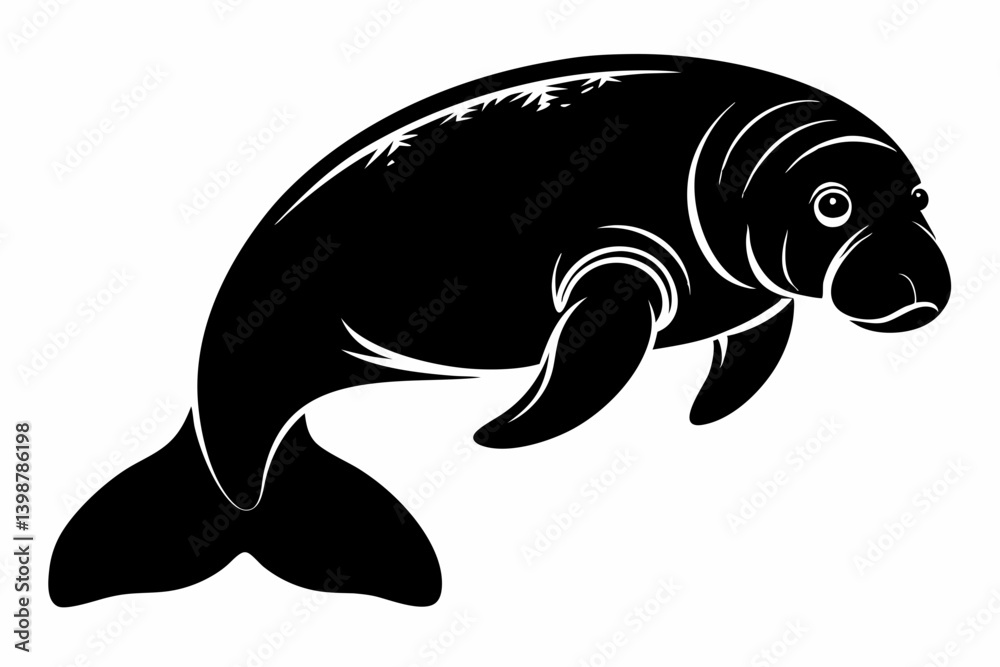 manatee silhouette line art vector illustration with a white background manatee silhouette line art vector illustration with a white background