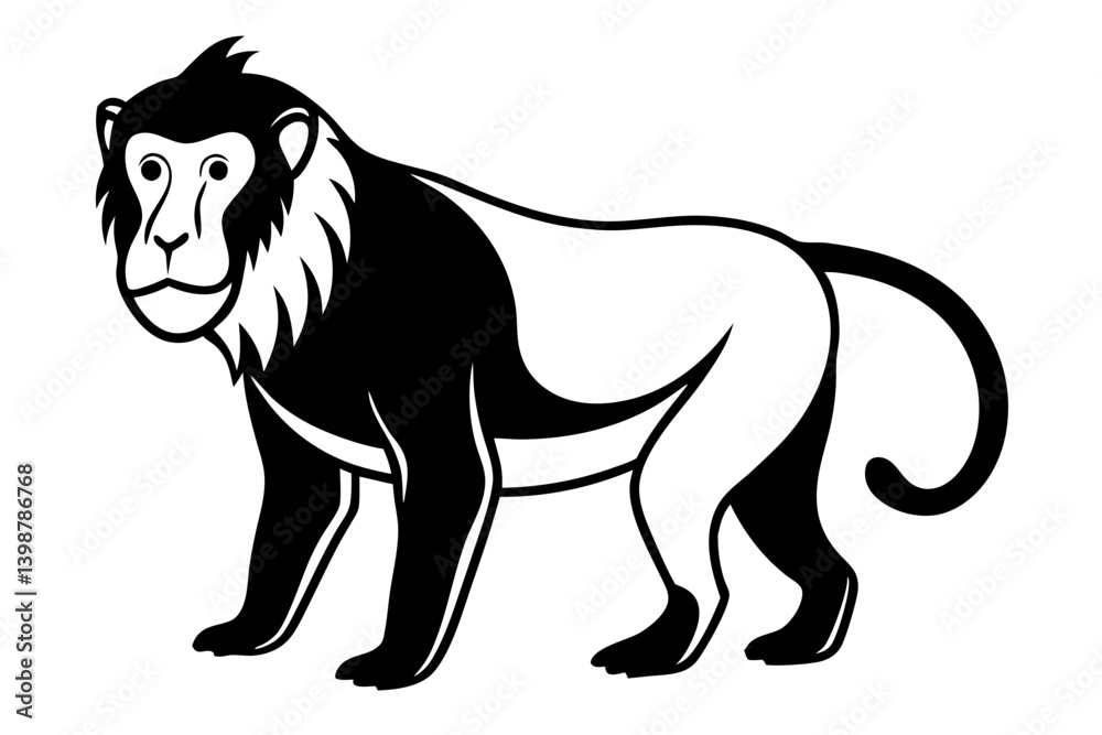 mandrill silhouette line art vector illustration with a white background mandrill silhouette line art vector illustration with a white background