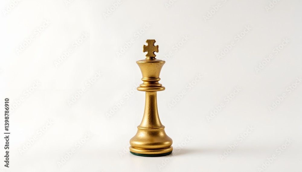 Exquisite Gold Chess Figurine King Piece on White Background Exquisite Gold Chess Figurine King Piece on White Background