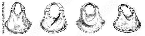 Unique collection of vintage aprons displayed in a neat row on a white background
