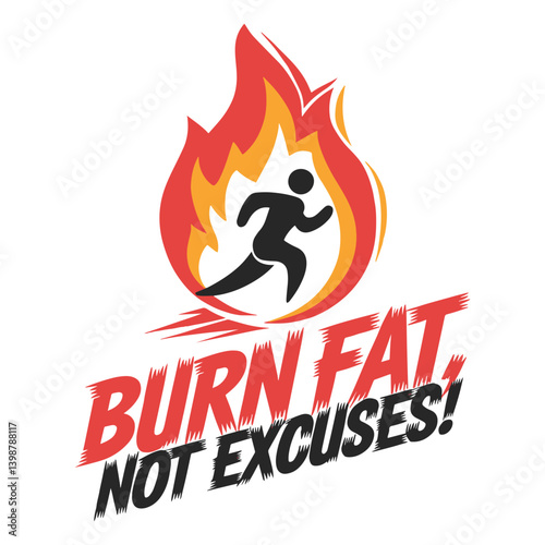 Burn Fat Not Excuses T Shirt Design Illustration