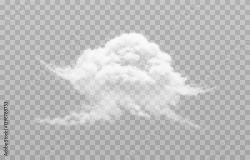 Vector realistic cloud, smoke or fog on isolated transparent background. Cloud png. Smoke png