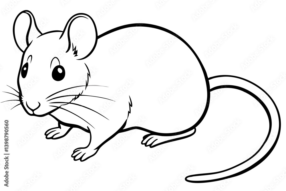 Fototapeta premium mouse silhouette line art vector illustration with a white background