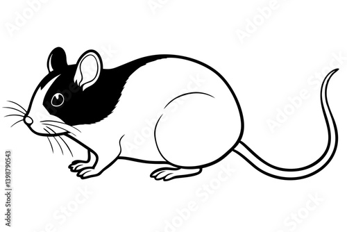 mouse silhouette line art vector illustration with a white background
