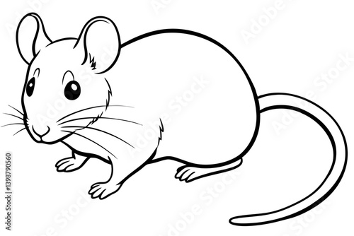 mouse silhouette line art vector illustration with a white background