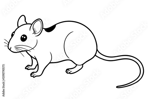 mouse silhouette line art vector illustration with a white background