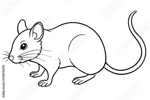 mouse silhouette line art vector illustration with a white background
