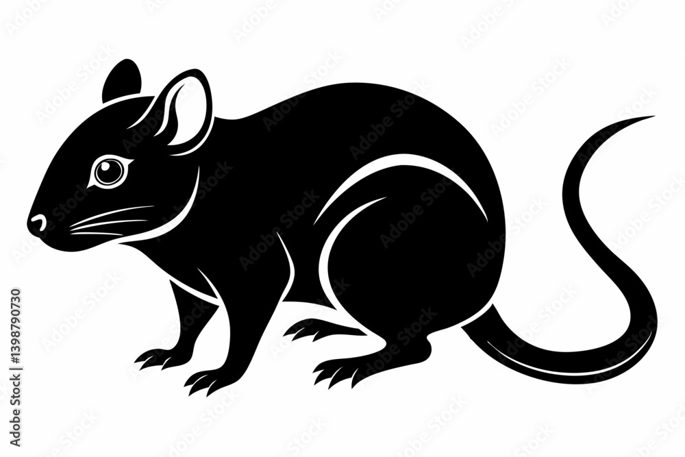 Fototapeta premium mouse silhouette line art vector illustration with a white background