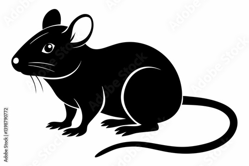 mouse silhouette line art vector illustration with a white background