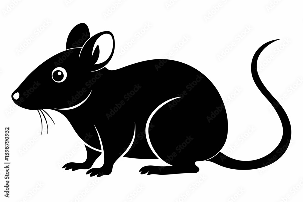 mouse silhouette line art vector illustration with a white background mouse silhouette line art vector illustration with a white background