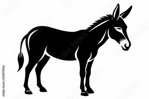 mule silhouette line art vector illustration with a white background