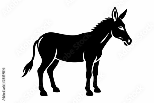 mule silhouette line art vector illustration with a white background