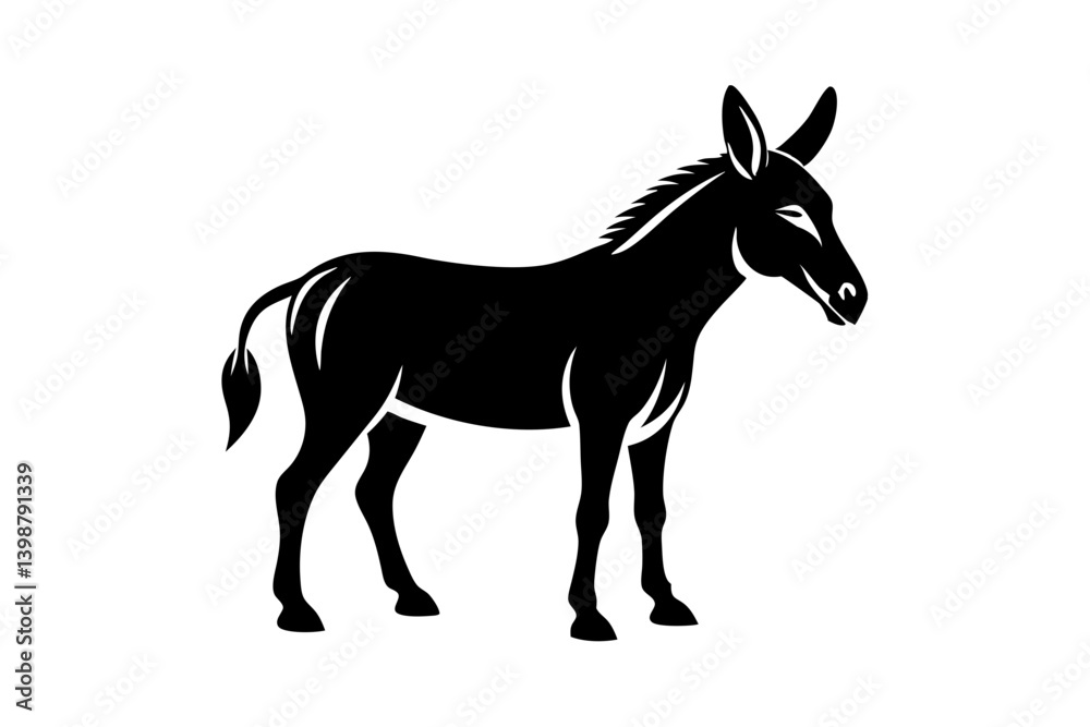 Fototapeta premium mule silhouette line art vector illustration with a white background