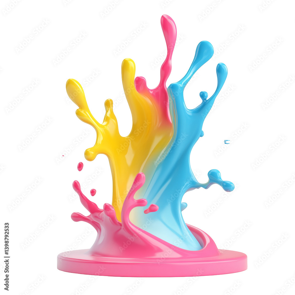 Colorful wave sculpture with yellow pink and blue creating a dynamic motion effect Colorful wave sculpture with yellow pink and blue creating a dynamic motion effect