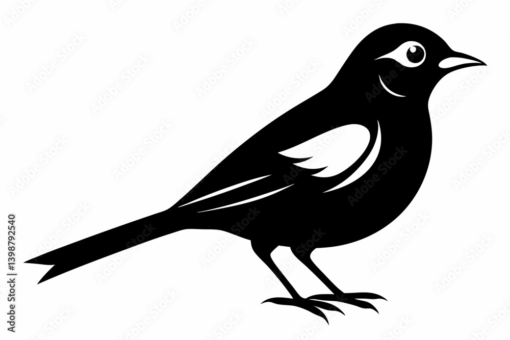 Obraz premium nightingale silhouette line art vector illustration with a white background