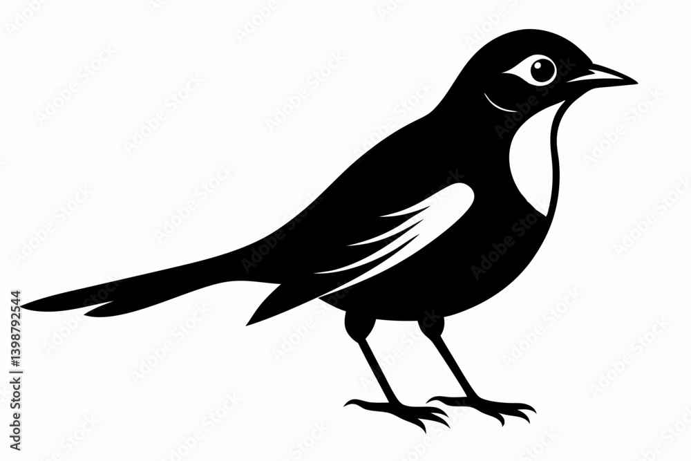 Fototapeta premium nightingale silhouette line art vector illustration with a white background