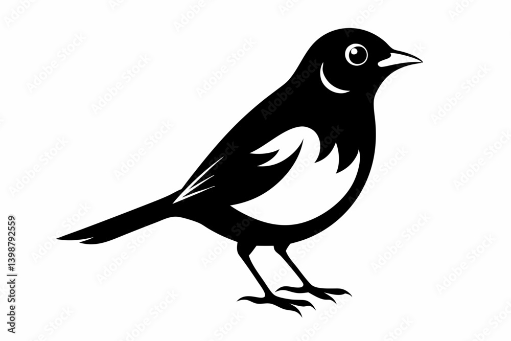 Obraz premium nightingale silhouette line art vector illustration with a white background
