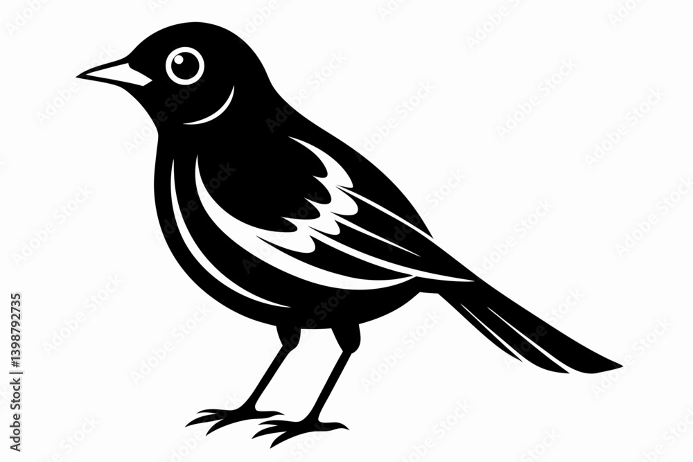 Fototapeta premium nightingale silhouette line art vector illustration with a white background