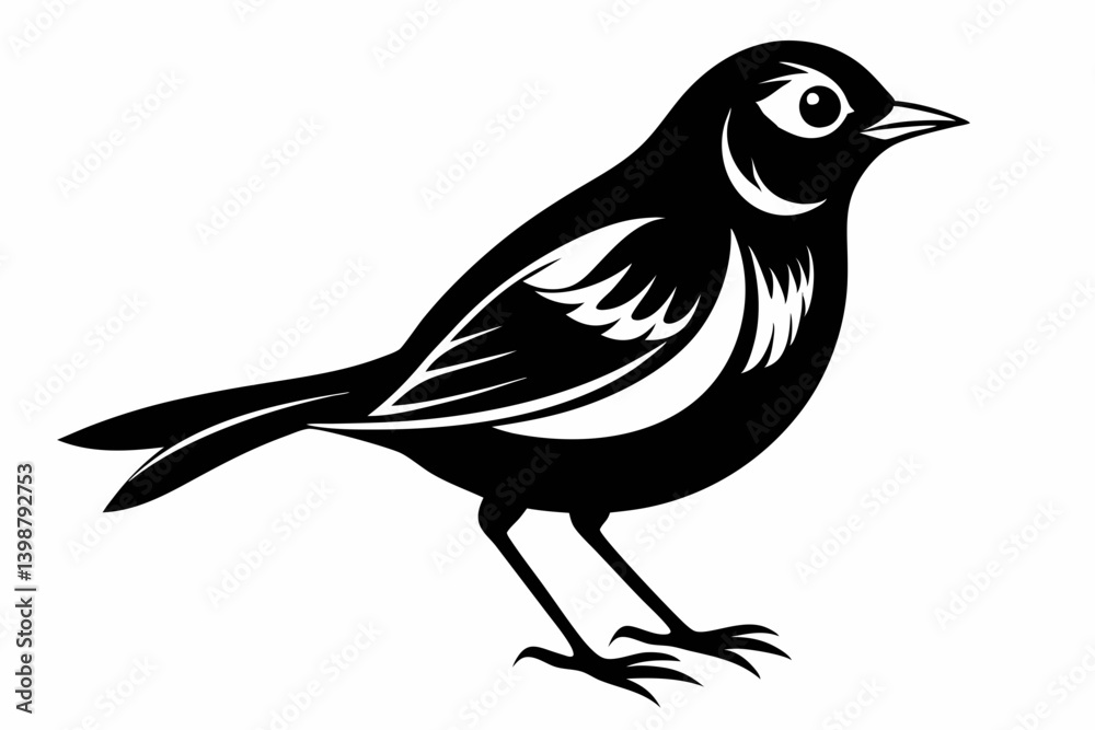 Fototapeta premium nightingale silhouette line art vector illustration with a white background