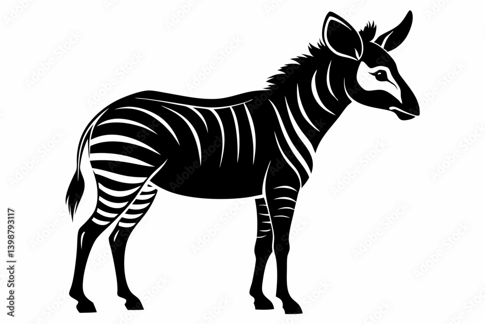 Fototapeta premium okapi silhouette line art vector illustration with a white background