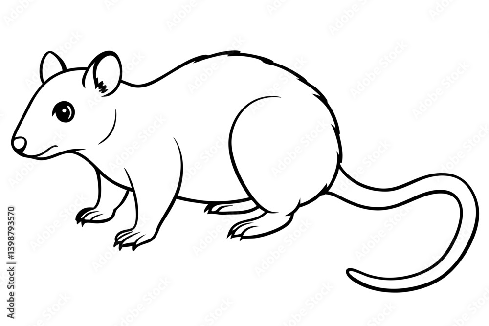 Obraz premium opossum silhouette line art vector illustration with a white background
