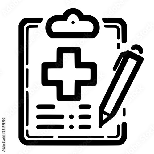 medical prescription outline icon with a pen and clipboard  