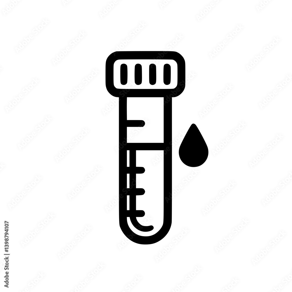 Test tube with drop icon in minimalist style Test tube with drop icon in minimalist style