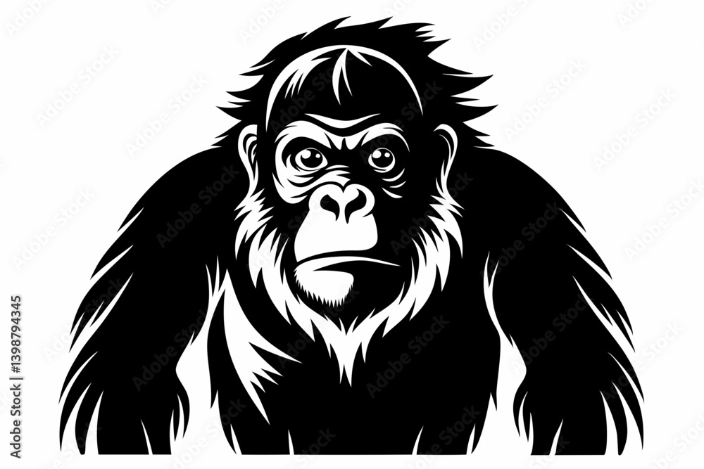 orangutan silhouette line art vector illustration with a white background orangutan silhouette line art vector illustration with a white background