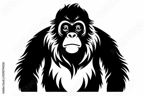 orangutan silhouette line art vector illustration with a white background