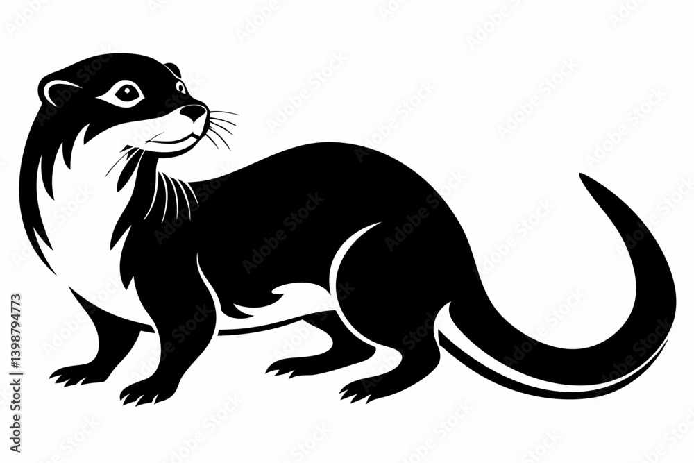 otter silhouette line art vector illustration with a white background otter silhouette line art vector illustration with a white background