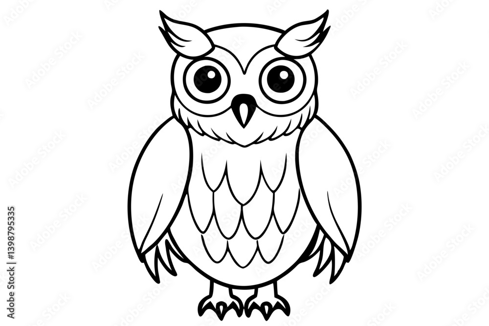 Obraz premium owl silhouette line art vector illustration with a white background