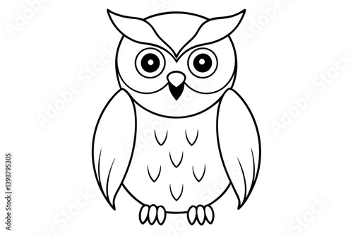 owl silhouette line art vector illustration with a white background