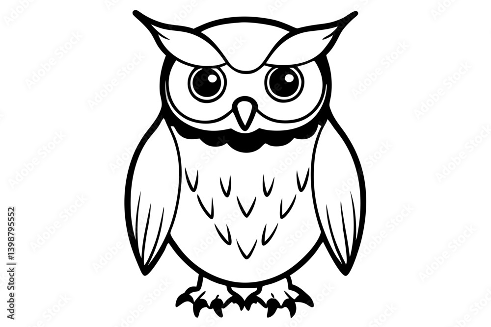 Obraz premium owl silhouette line art vector illustration with a white background
