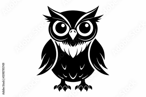 owl silhouette line art vector illustration with a white background