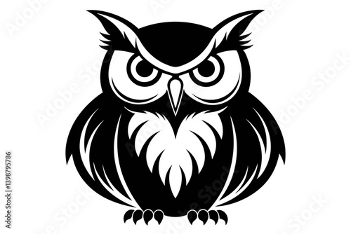 owl silhouette line art vector illustration with a white background