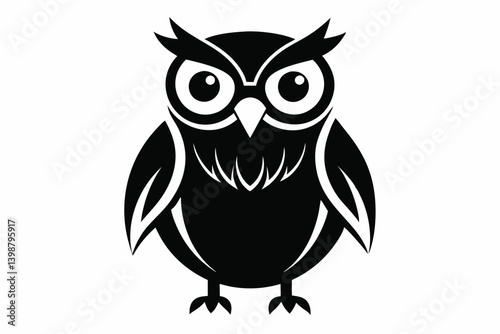 owl silhouette line art vector illustration with a white background