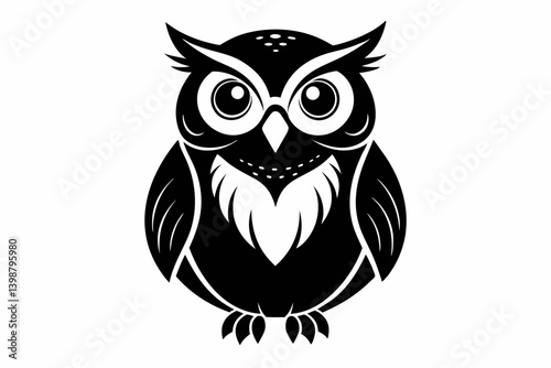 owl silhouette line art vector illustration with a white background